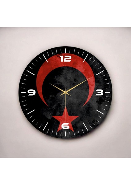 Renkli Baskı Türk Bayrak Desenli Sayılı Hediyelik Ahşap Sessiz Duvar Saati 45CM fiyatları