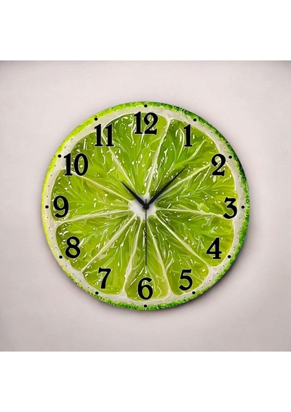 Renkli Baskı Limon Sebze Desenli Sayılı Hediyelik Ahşap Sessiz Duvar Saati 45CM fiyatları