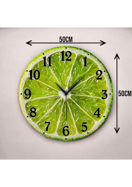 Renkli Baskı Limon Sebze Desenli Sayılı Hediyelik Ahşap Sessiz Duvar Saati 45CM modelleri