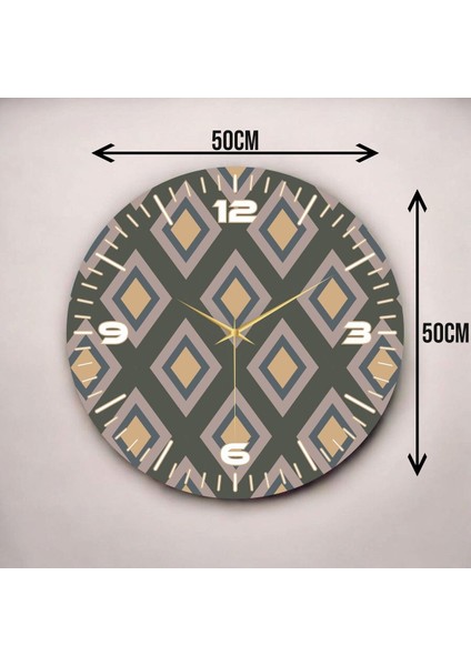 Sade Renkli Baskı Baklava Desenli Sayılı Hediyelik Ahşap Sessiz Duvar Saati 50CM modelleri