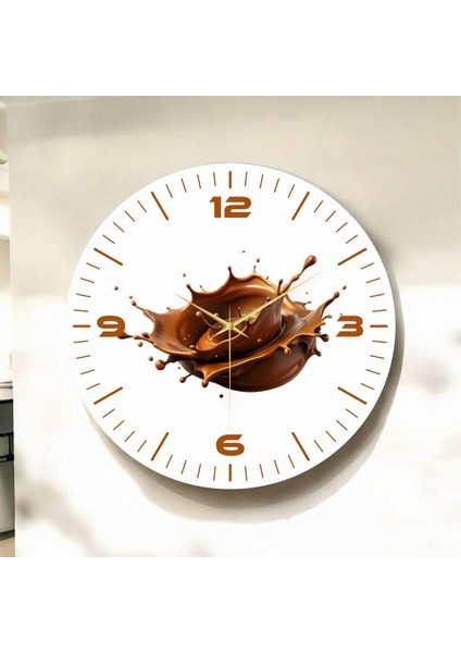 Renkli Baskı Çikolata Desenli Sayılı Hediyelik Ahşap Sessiz Duvar Saati 45CM