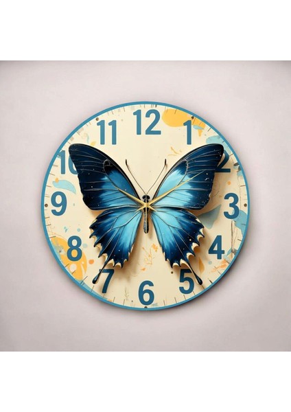 Renkli Baskı Kelebek Desenli Desenli Sayılı Hediyelik Ahşap Sessiz Duvar Saati 45CM fiyatları