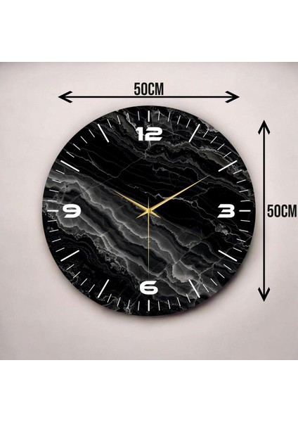 Renkli Baskı Mermer Desenli Sayılı Hediyelik Ahşap Sessiz Duvar Saati 45CM modelleri