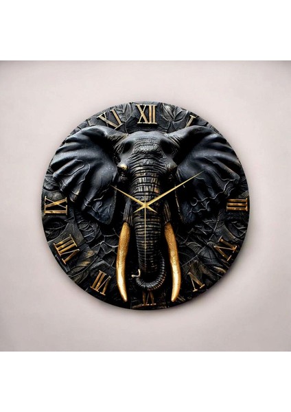 Kabartma Görünümlü Renkli Baskı Fil Hayvan Desenli Sayılı Hediyelik Ahşap Sessiz Duvar Saati 45CM fiyatları