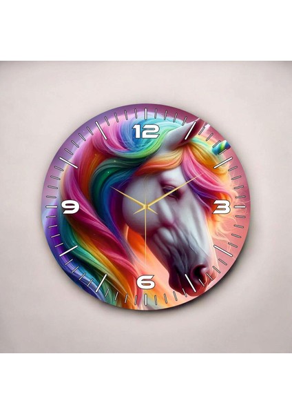 Renkli Baskı At Desenli Sayılı Hediyelik Ahşap Sessiz Duvar Saati 45CM fiyatları