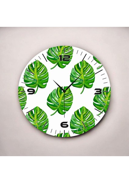 Beyaz Renkli Baskı Yaprak Desenli Sayılı Hediyelik Ahşap Sessiz Duvar Saati 45CM fiyatları
