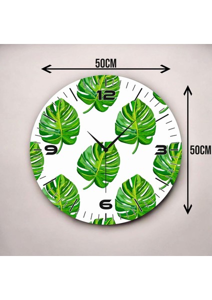 Beyaz Renkli Baskı Yaprak Desenli Sayılı Hediyelik Ahşap Sessiz Duvar Saati 45CM modelleri