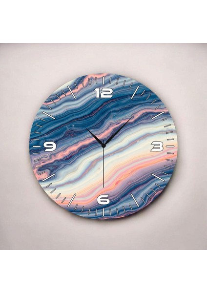 Modern Renkli Baskı Ebru Desenli Sayılı Hediyelik Ahşap Sessiz Duvar Saati 45CM fiyatları