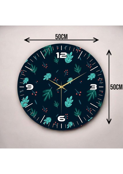 Renkli Baskı Yaprak Çiçek Desenli Sayılı Hediyelik Ahşap Sessiz Duvar Saati 45CM modelleri