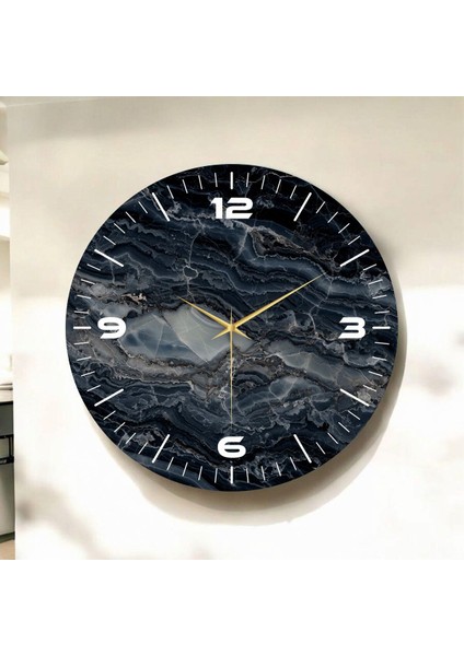 Renkli Baskı Desenli Sayılı Hediyelik Ahşap Sessiz Duvar Saati 45CM