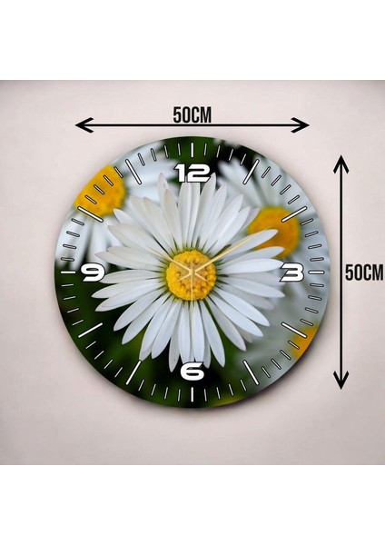 Papatya Tasarımlı Renkli Baskı Çiçek Desenli Sayılı Hediyelik Ahşap Sessiz Duvar Saati 45CM modelleri