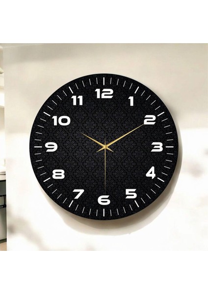 Renkli Baskı Desenli Sayılı Hediyelik Ahşap Sessiz Duvar Saati 45CM