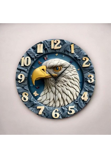 Renkli Baskı Kartal Hayvan Desenli Sayılı Hediyelik Ahşap Sessiz Duvar Saati 45CM fiyatları