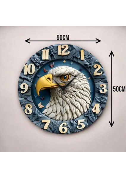 Renkli Baskı Kartal Hayvan Desenli Sayılı Hediyelik Ahşap Sessiz Duvar Saati 45CM modelleri