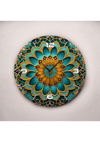 Zarif Renkli Baskı Mandala Desenli Sayılı Hediyelik Ahşap Sessiz Duvar Saati 45CM fiyatları