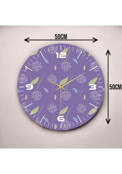 Renkli Baskı Yaprak Desenli Sayılı Hediyelik Ahşap Sessiz Duvar Saati 50CM modelleri
