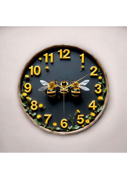 Renkli Baskı Arı Hayvan Desenli Sayılı Hediyelik Ahşap Sessiz Duvar Saati 45CM fiyatları