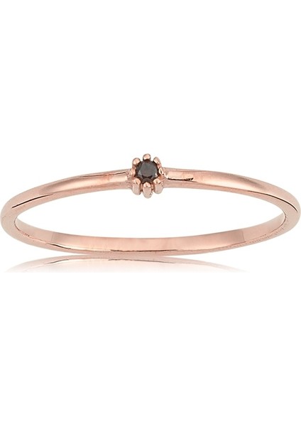 Gümüş Yüzük - 0,05 CT Smoky Taşlı Minimal İnce Tel 925 Ayar Gümüş Yüzük-Minimal Tek Taş Hediye 925 Ayar Gümüş Yüzük