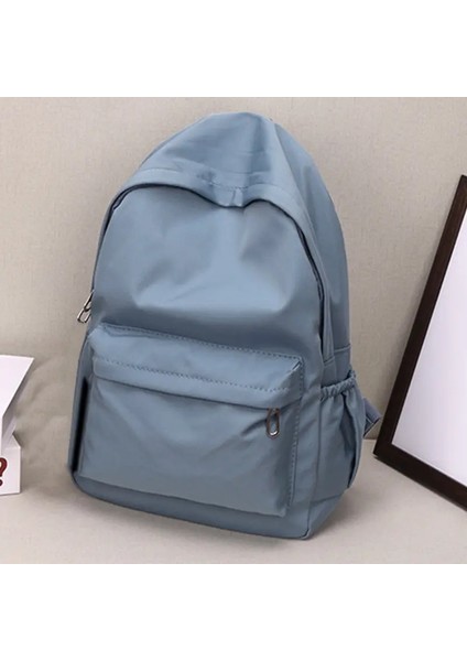Kadınlar Okul Çantası Su Geçirmez Büyük Kapasiteli Okul Sırt Çantası Düz ​​fermuar Düz Renkli Genç Kız Gündelik Day Pack Çantası Öğrenci Tedarik Renk: Mavi (Yurt Dışından)