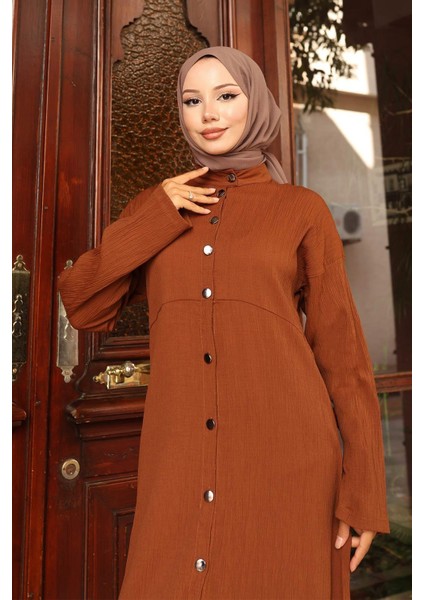 Yaka Detaylı Uzun Takım Kahverengi fiyatları