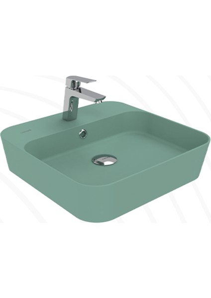 Loop Kare Masa Üstü Ince Çanak Lavabo 45 cm Nil Yeşili