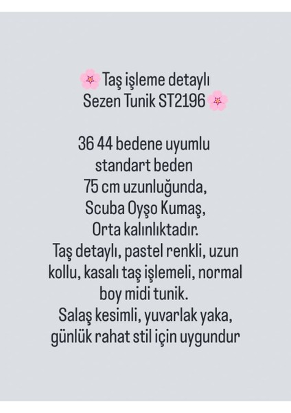Taş Işleme Detaylı Scuba Oyşo Kumaş Sezen Tunik Kadın Tesettür Giyim ST2196 fırsatları