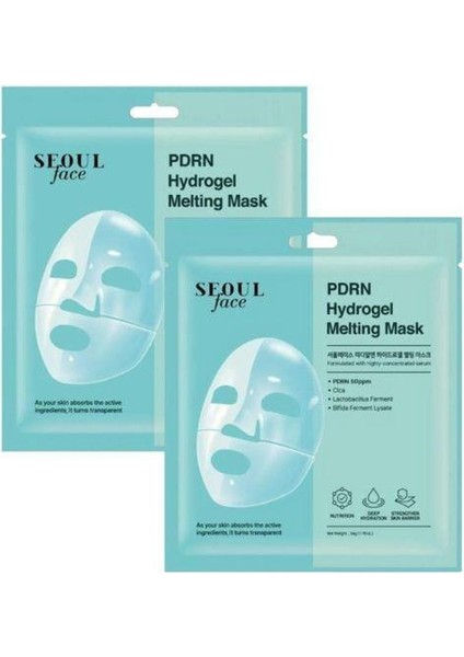 Seoul Face Pdrn Hydrojel Eriyen Maske Nemlendirici Cilt Onarıcı Şeffaf Jel Maske 34 gr 2 Adet