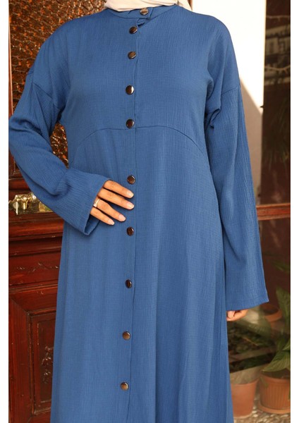 Yaka Detaylı Uzun Takım Indigo modelleri