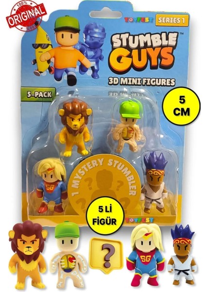 Stumble Guys Seri 1 - 3D Mini 1 I Sürpriz Olan 5 Li Figür Seti - Super Gal Leonidas