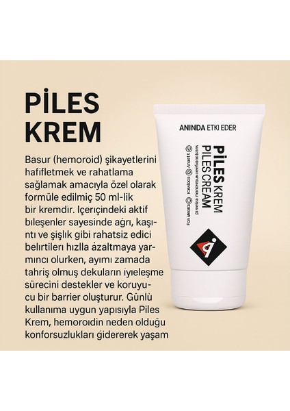 Piles Cream Hemoroidinize ve Basurunuza Yeni Çözümünüz 50 ml Cream fiyatları