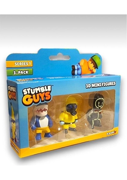 Stumble Guys Seri 1 - 3D Mini 3 Lü Figür Seti - 3 Adet Hatshepsut Anubis Krom Goldheart - 5 cm