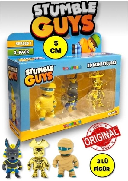 Stumble Guys Seri 1 - 3D Mini 3 Lü Figür Seti - 3 Adet Hatshepsut Anubis Krom Goldheart - 5 cm fiyatları