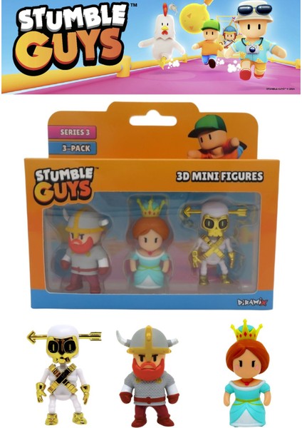 Stumble Guys 3 Lü Mini Figür Seti Seri 3 - 5 cm - Model 1