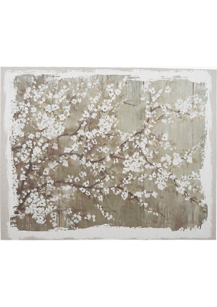 Beyaz Kiraz Çiçeği Kanvas Tablo 122 x 4 x 152.5CM