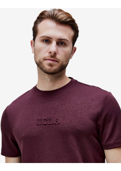 Canary Bordo Bisiklet Yaka Gofre Baskılı Modal Kumaş Standard Fit Erkek Tshirt fiyatları