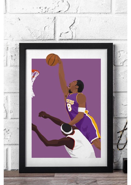 Kobe Bryant Smaç Çerçeveli Tablo - Basketbol Nba Posteri Tablo