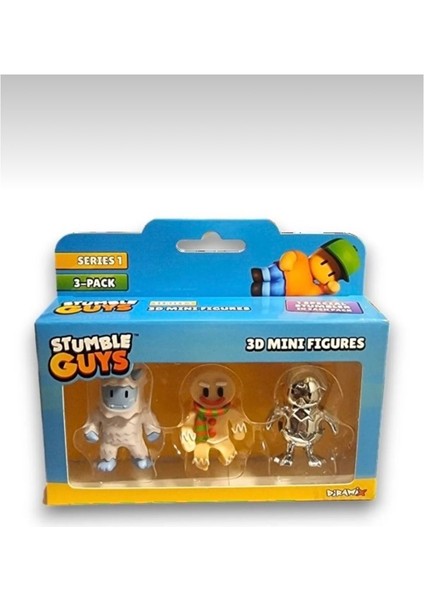 Stumble Guys Seri 1 - 3D Mini 3 Lü Figür Seti - 3 Adet Megalodon Hazmat Nbc Glowman - 5 cm