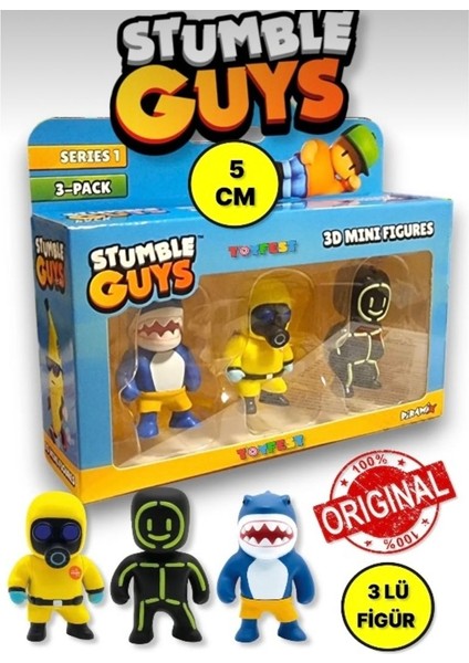 Stumble Guys Seri 1 - 3D Mini 3 Lü Figür Seti - 3 Adet Megalodon Hazmat Nbc Glowman - 5 cm fiyatları