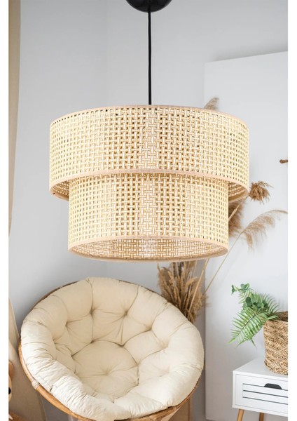 Rattan 2 Katlı Pasta Sarkıt Avize Çocuk Odası Yatak Odası Salon Mutfak Hol