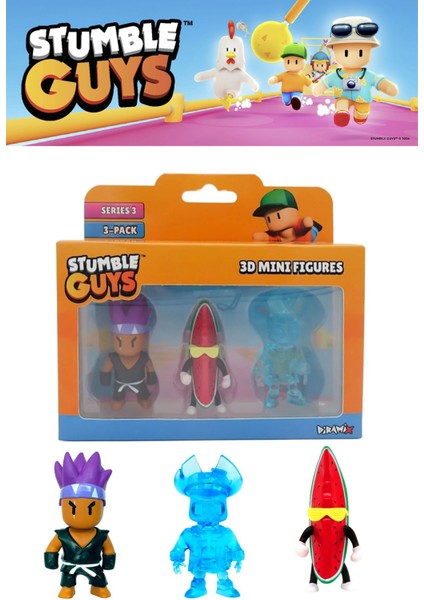 Stumble Guys 3 Lü Mini Figür Seti Seri 3 - 5 cm - Model 7