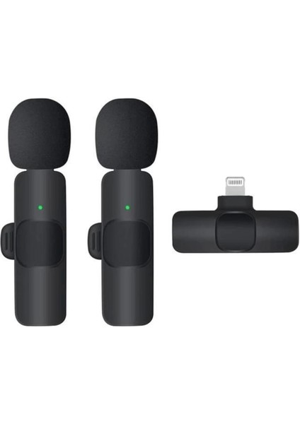K9 Kablosuz Yaka Mikrofonu Lightning 2’li Mini Mikrofon Youtube Tik Tok 2 Adet