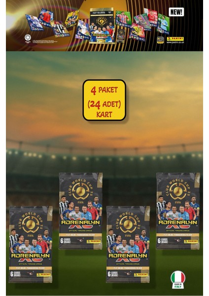 Panini Club World Cup 25 Futbolcu Kartları - 4’lü Paket (24 Kart)
