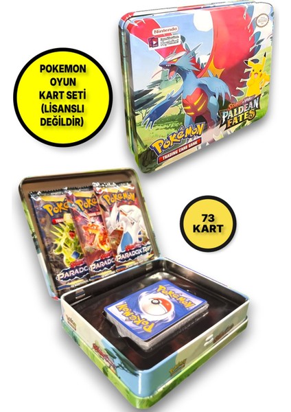 Pokemon Scarlet &violet Paldean Fates Tin Box Tcg Metal Kutulu Lisanssız Pokemon Kart Seti
