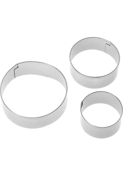 3'lü Yuvarlak Metal Kurabiye Kalıbı, Paslanmaz Kurabiye Kalıbı, Hamur Şekillendirici Kalıp