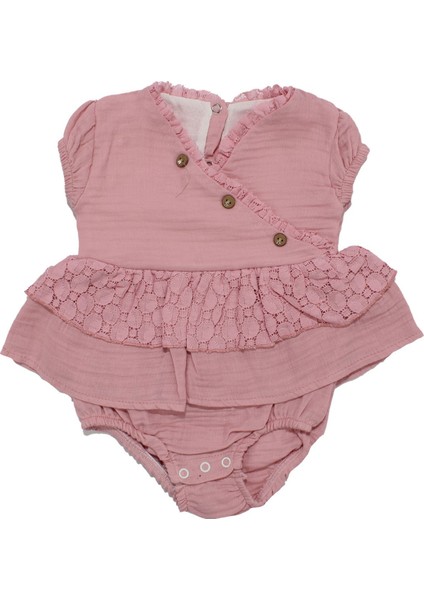 Kız Bebek Pudra Müslin Belden Fırfırlı Lastikli Düğmeli Külotlu Zıbın Tulum fırsatları