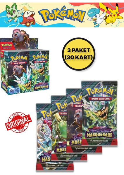 Pokemon Twilight Masquerade Booster English Tcg Online Oyun Kodlu Pokemon Kart - 3 Adet