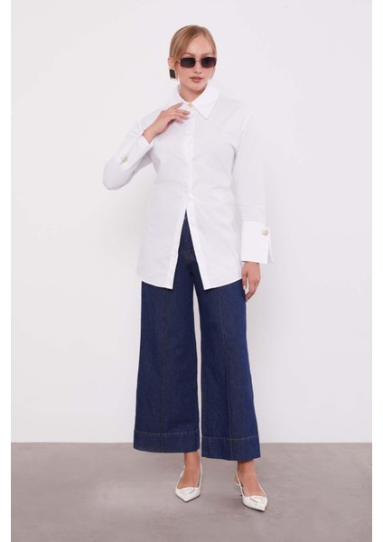 Mavi Paça Dikiş Detaylı Wideleg Jean fiyatları