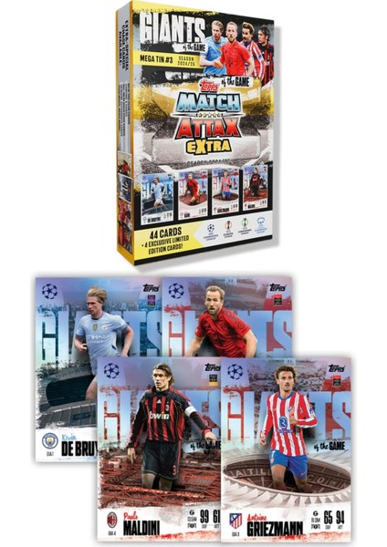 Match Attax Extra - Metal Kutulu Futbolcu Kartı Mega Tin 3 Giants Of The Game