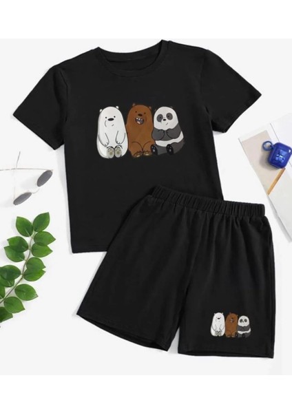 Pandalar Baskılışort/t-Shirt Alt-Üst Yazlık Çocuk Takım