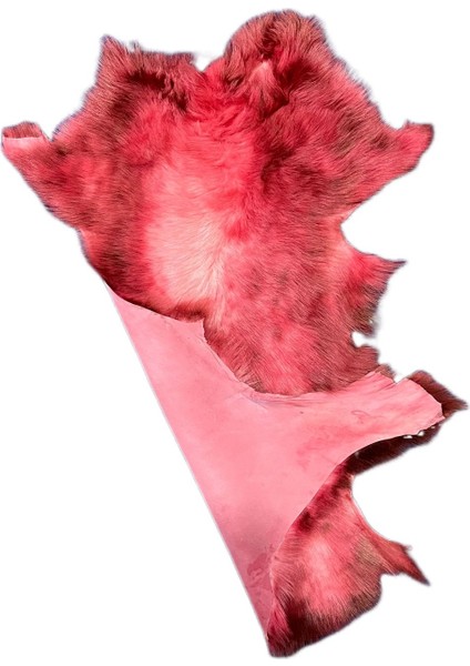 Gerçek Kuzu Postu - Naturel Kuzu Postu - Kırmızı - 65 x 30 cm